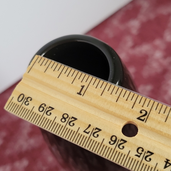 Black Vase With Cream Textured Stripe - Picture 6 of 7